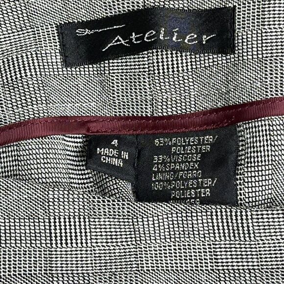 NWOT. Atelier Gray Plaid Dress Pants 4 Stretch Dark Academia Trousers - Picture 7 of 7